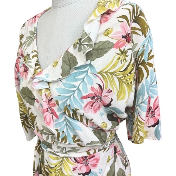 Rinascimento Italy tropical floral mini wrap dress M - Picture 2 of 10